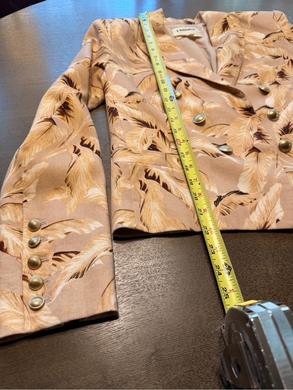NWOT L’Agence Brooke Leaf Print Linen Blend Double Breasted Blazer Sz 6 - Picture 13 of 16